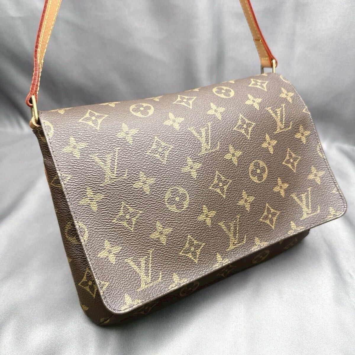 Louis Vuitton Monogram Musette Tango Crossbody Shoulder Bag Brown Tan