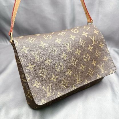 Louis Vuitton Monogram Musette Tango Crossbody Shoulder Bag Brown Tan