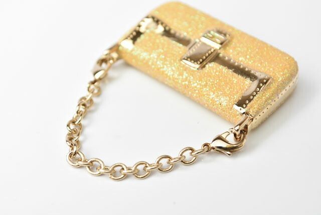 Fendi Key Holder Bagcharm Fendi Mamma Bucket Motif Metallic Yellow Gold Metal