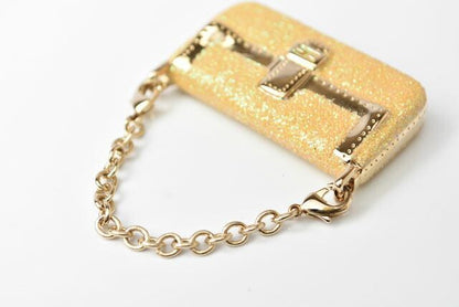 Fendi Key Holder Bagcharm Fendi Mamma Bucket Motif Metallic Yellow Gold Metal