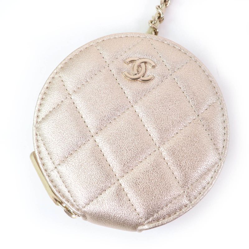 CHANEL Matelasse Leather Coin Case Airpods Pro Case 2024 Ears Gift Gold With