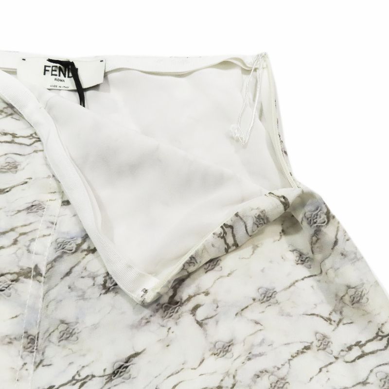 Unused 21 Fendi Calligraphy Ff Logo Zucca Asymmetrical Flared Skirt Long Mimore