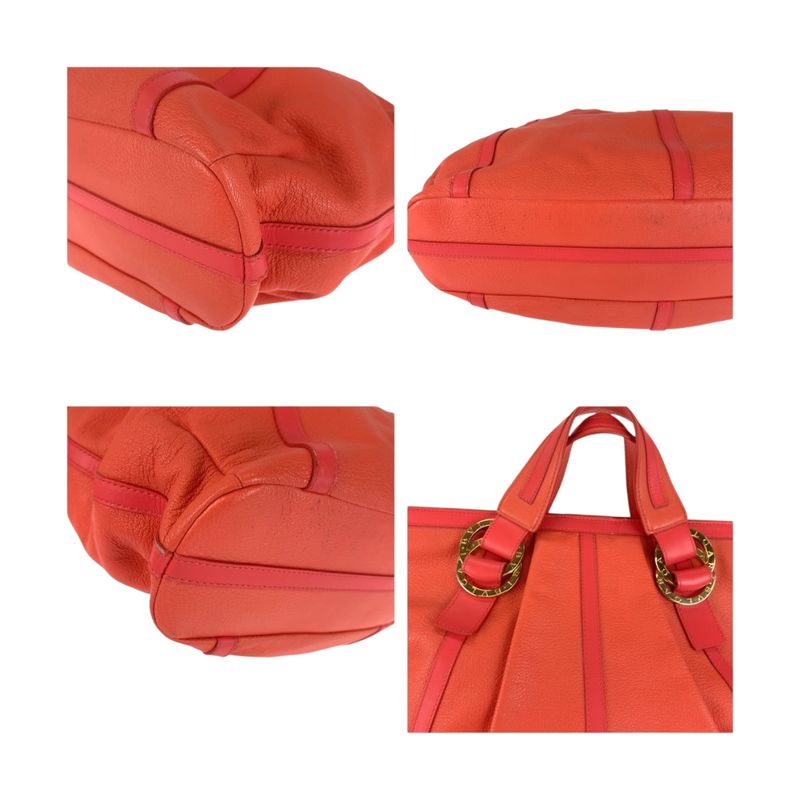 Bvlgari Chandra Pink Gold Hardware Leather Tote Handbag Women 505185