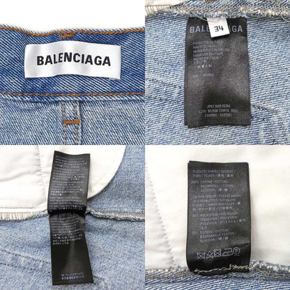 Balenciaga Denim Skirt Light Blue Series 34 100% Cotton Cut-off Denim
