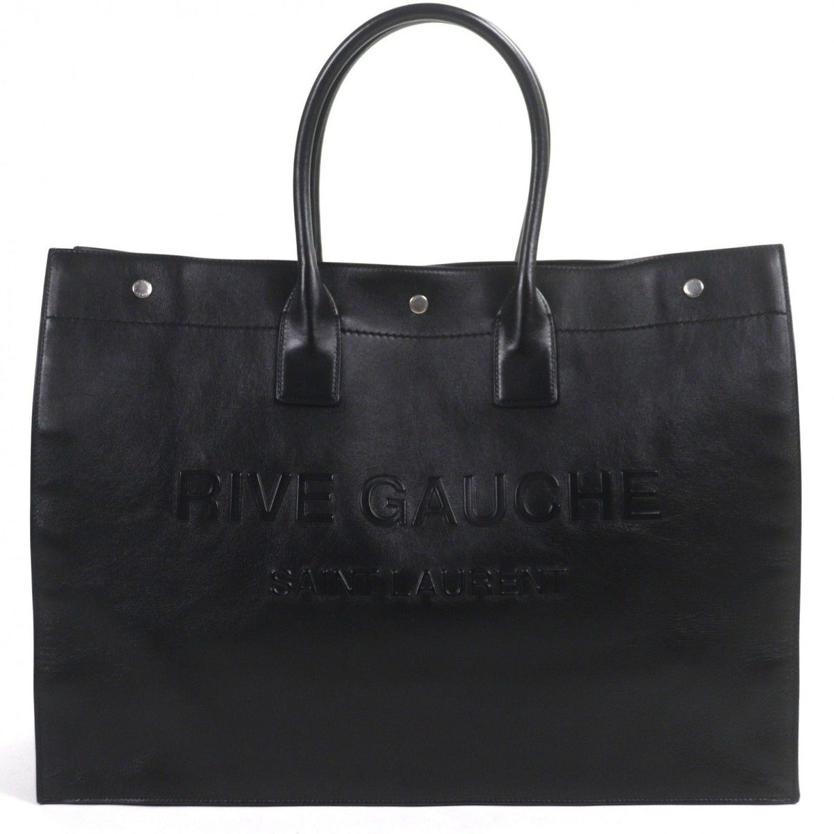 Saint Laurent Paris Leather Rib Goche Tote Black