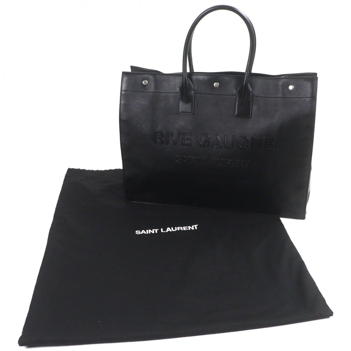Saint Laurent Paris Leather Rib Goche Tote Black — view 2