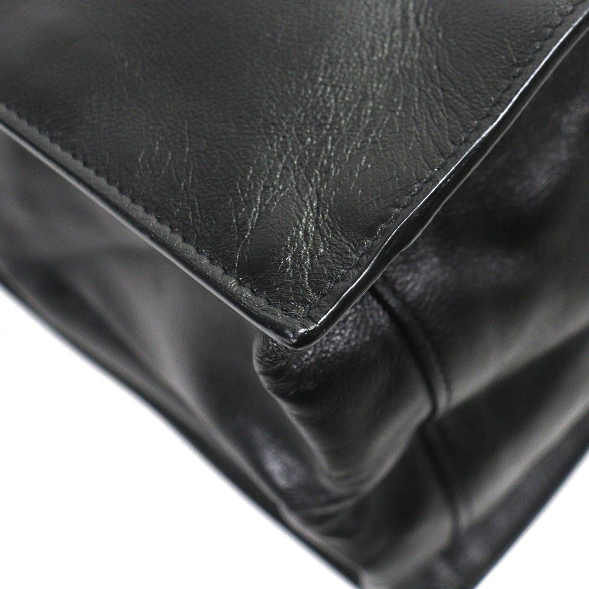 Saint Laurent Paris Leather Rib Goche Tote Black — view 5