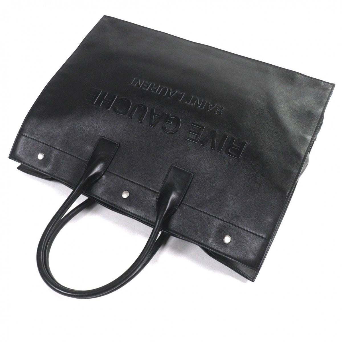 Saint Laurent Paris Leather Rib Goche Tote Black — view 6