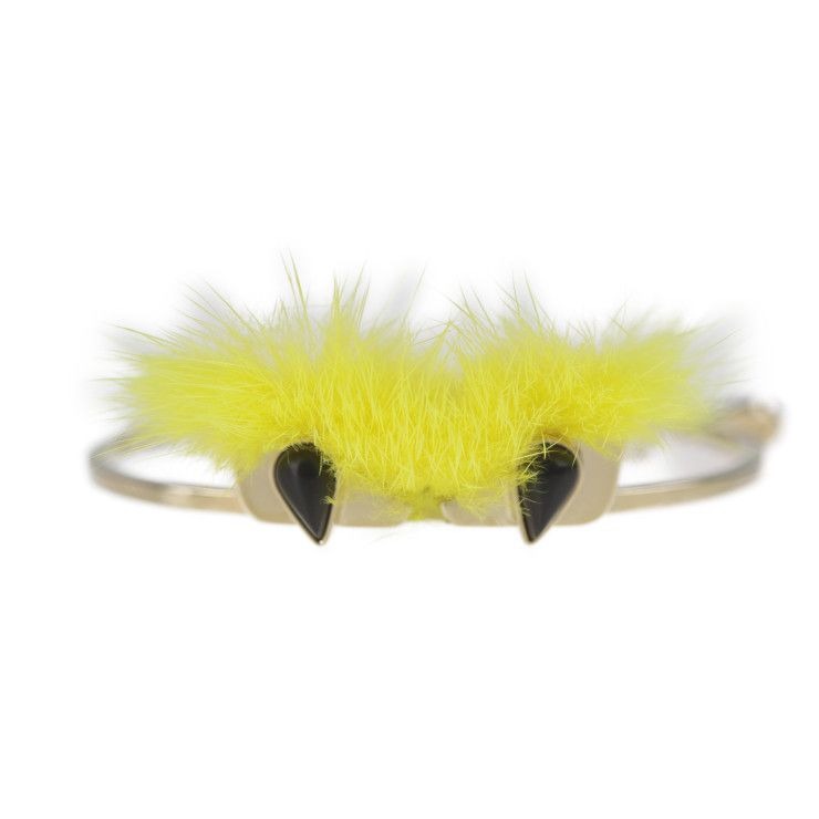 Fendi Bracelet Metal Fur Gold Yellow Monster Eye Bangle
