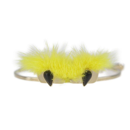 Fendi Bracelet Metal Fur Gold Yellow Monster Eye Bangle