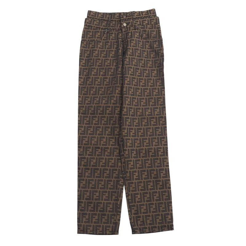 Fendi Vintage Pants Size 41 27 Inch Double F Zucca Pattern Tapered