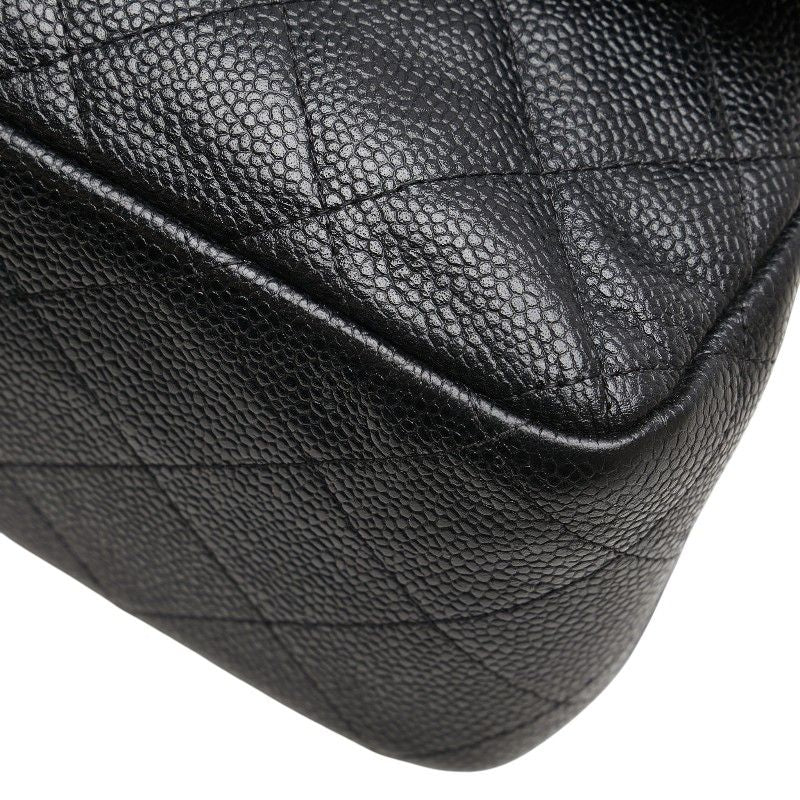 Chanel Coco Mark Matelasse 30 Double Flap Chain Shoulder Bag Black Caviar Skin