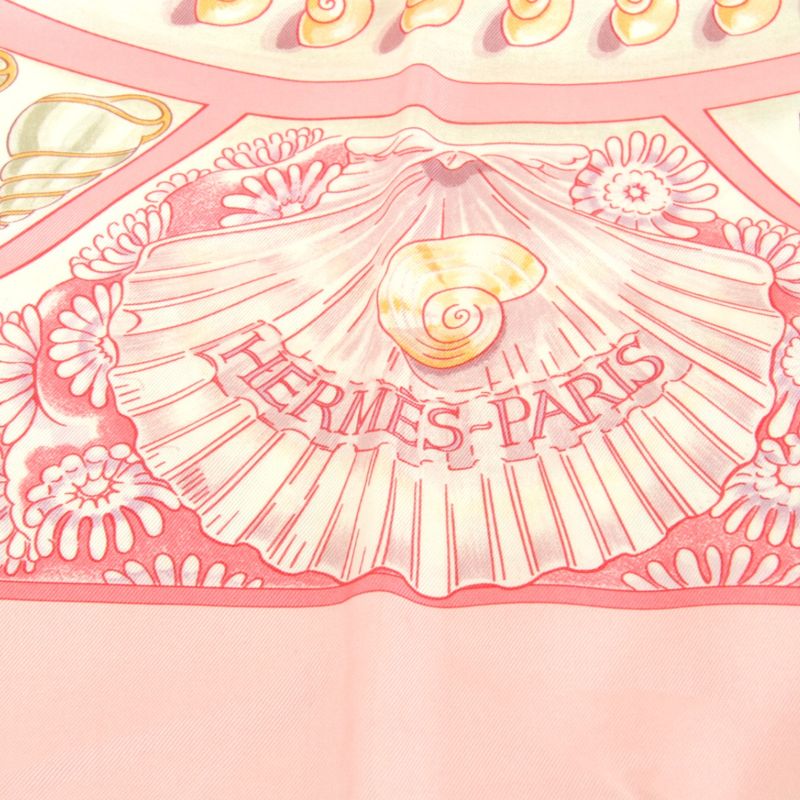 Hermes Carré 90 Parures Oceanes Scarf Silk Pink
