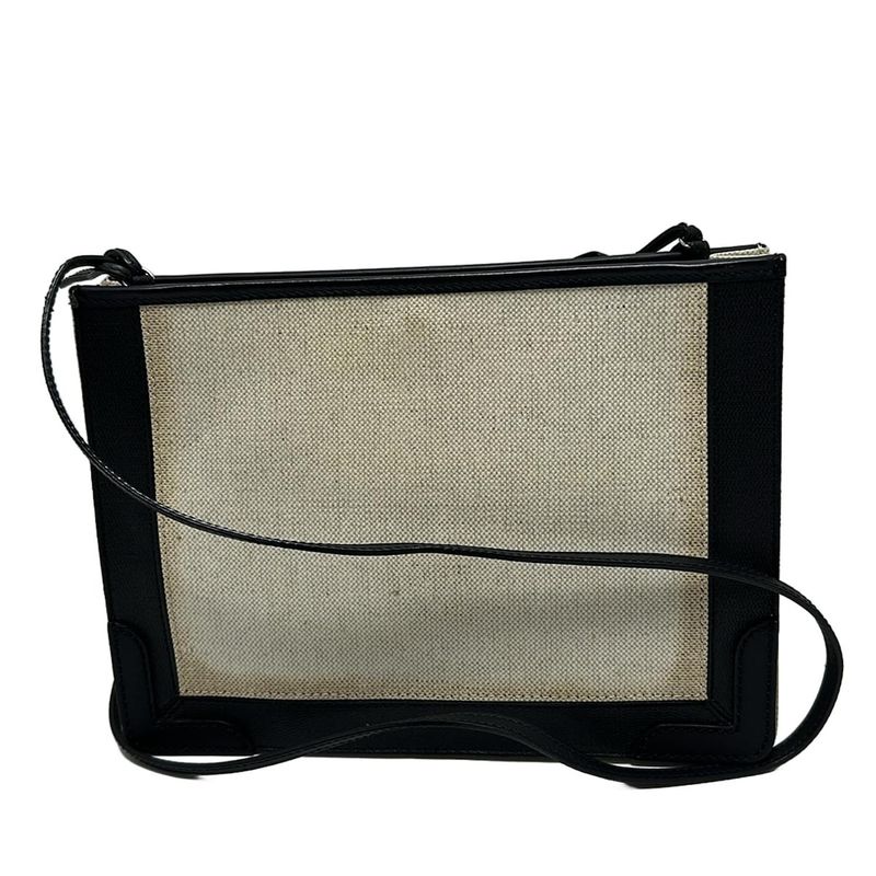 Balenciaga Shoulder Bag Navy Pochette 339937 Ivory And Black Leather