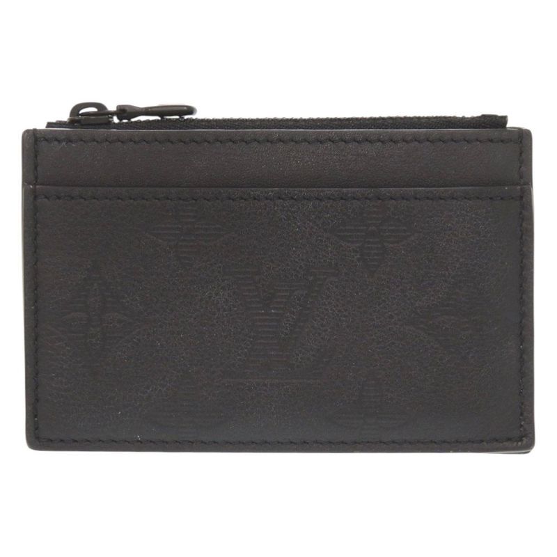 Louis Vuitton Coin Card Holder Monogram Shadow M82245 IC Chip Black Coin Case