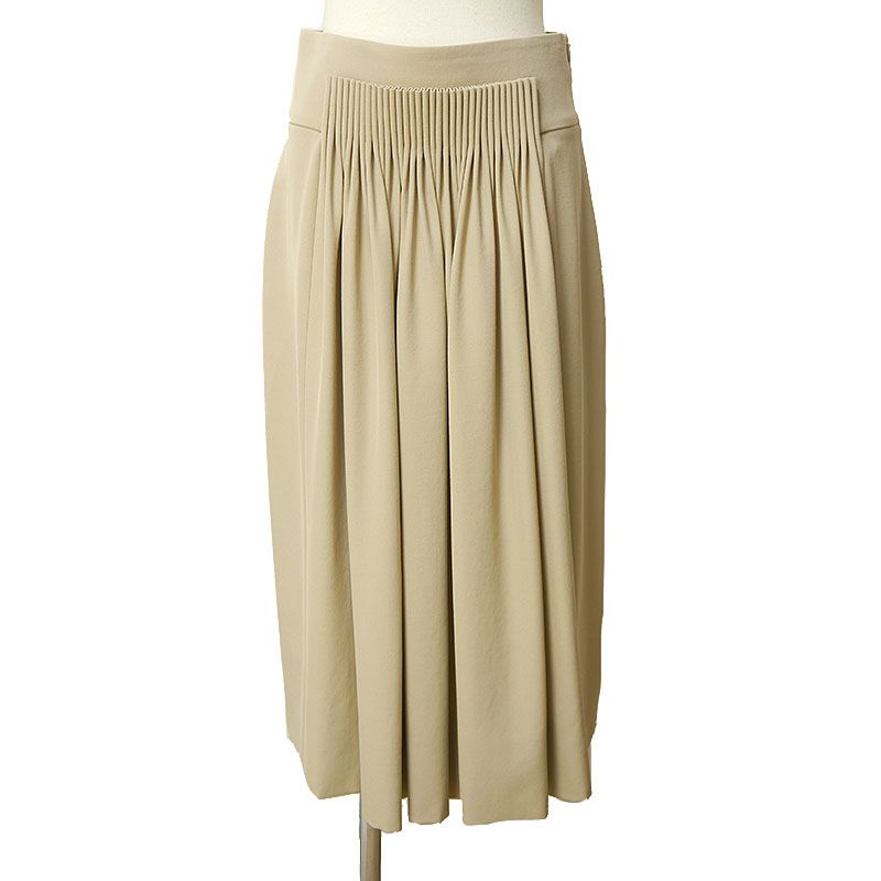 Hermes Tucked Pleated Skirt 38 Beige Hair Long Sold