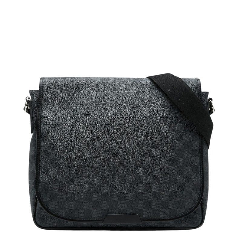 Louis Vuitton Damier Graphite Daniel MM Crossbody Shoulder Bag Black Leather