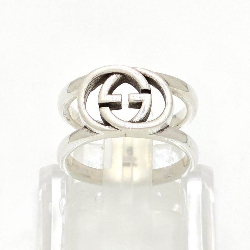 Gucci Interlocking G Ring Star Silver SV 925 Cutout