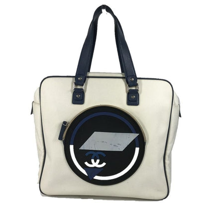 Chanel Shoulder Bag CC Coco Logo Leather Canvas White