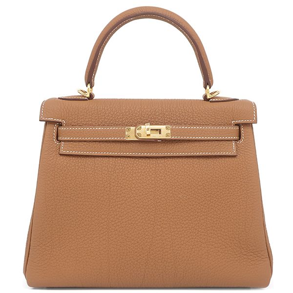 Hermes 2-Way Bag Kelly 25 Inside Sewn Togo Gold Hardware Brown Shoulder K