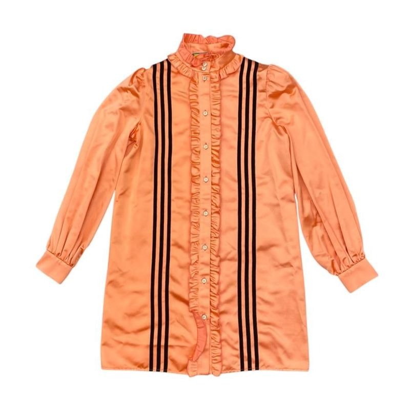 Gucci Adidas Collaboration Long Sleeve Shirt Ruffle Dress 38 Size Line