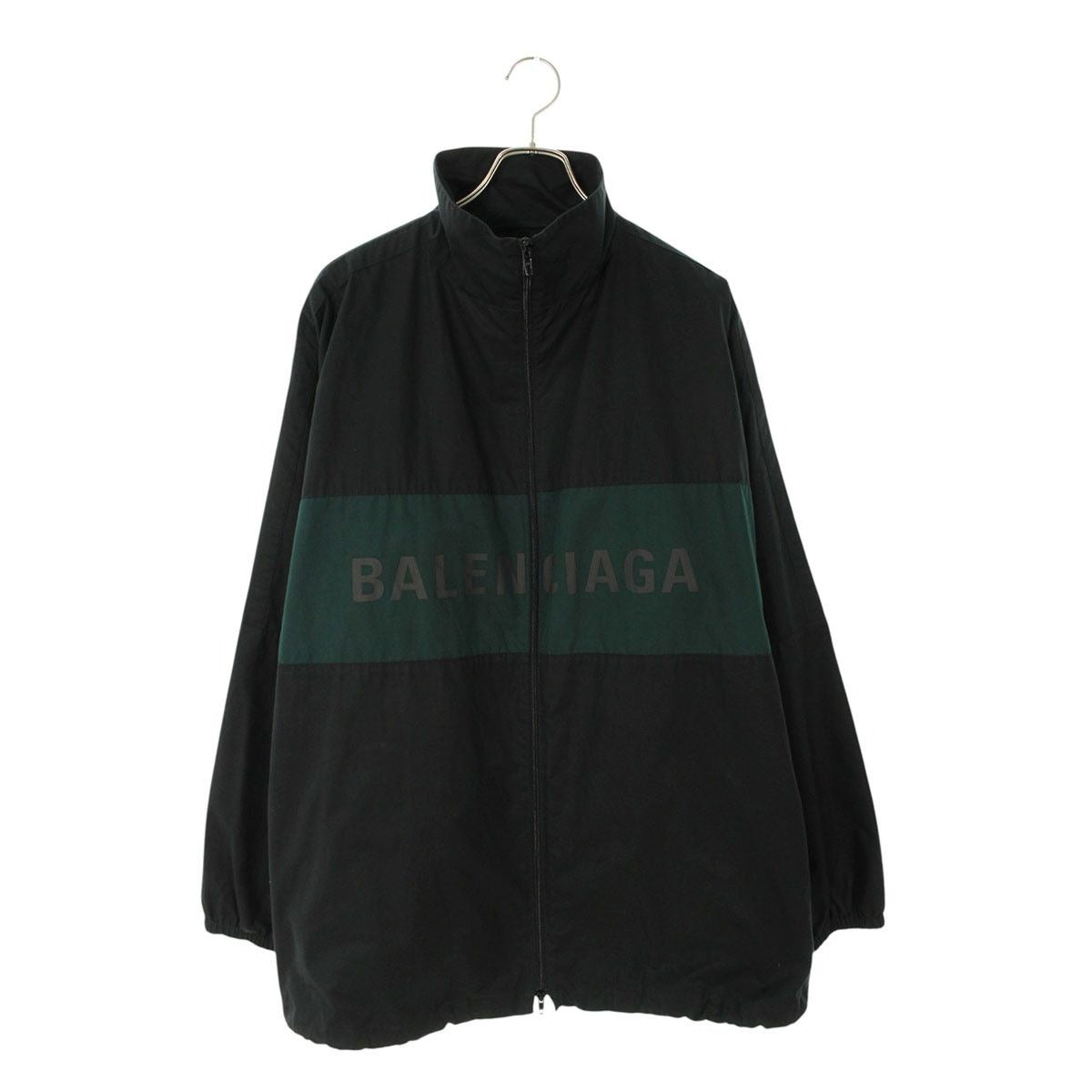 Balenciaga Logo Print Poplin Shirt Jacket Black Green