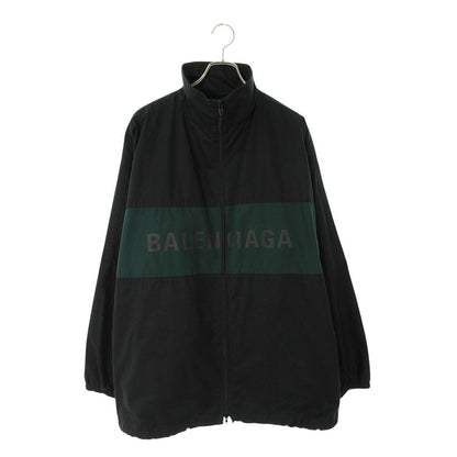 Balenciaga Logo Print Poplin Shirt Jacket Black Green