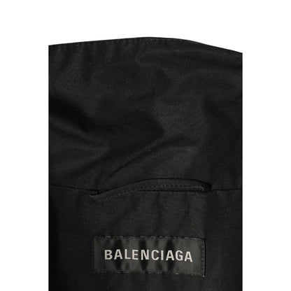 Balenciaga Logo Print Poplin Shirt Jacket Black Green — view 3