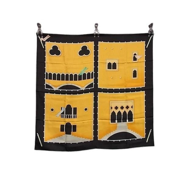 Bvlgari Scarf Yellow Black 100% Silk