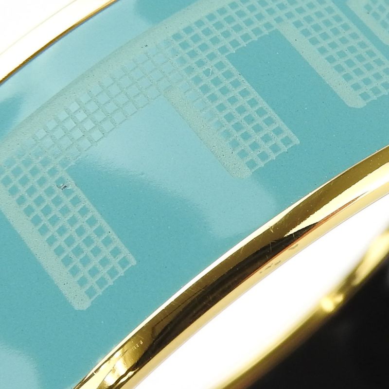 Hermes Bangle Emile GM Metal Cloisonne Light Blue Gold Hardware Logo Accessories