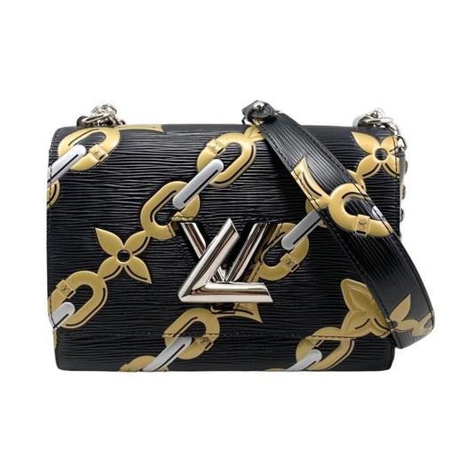 Louis Vuitton Shoulder Bag Twist MM M42454 Epi Chain Flower Print Noir Black