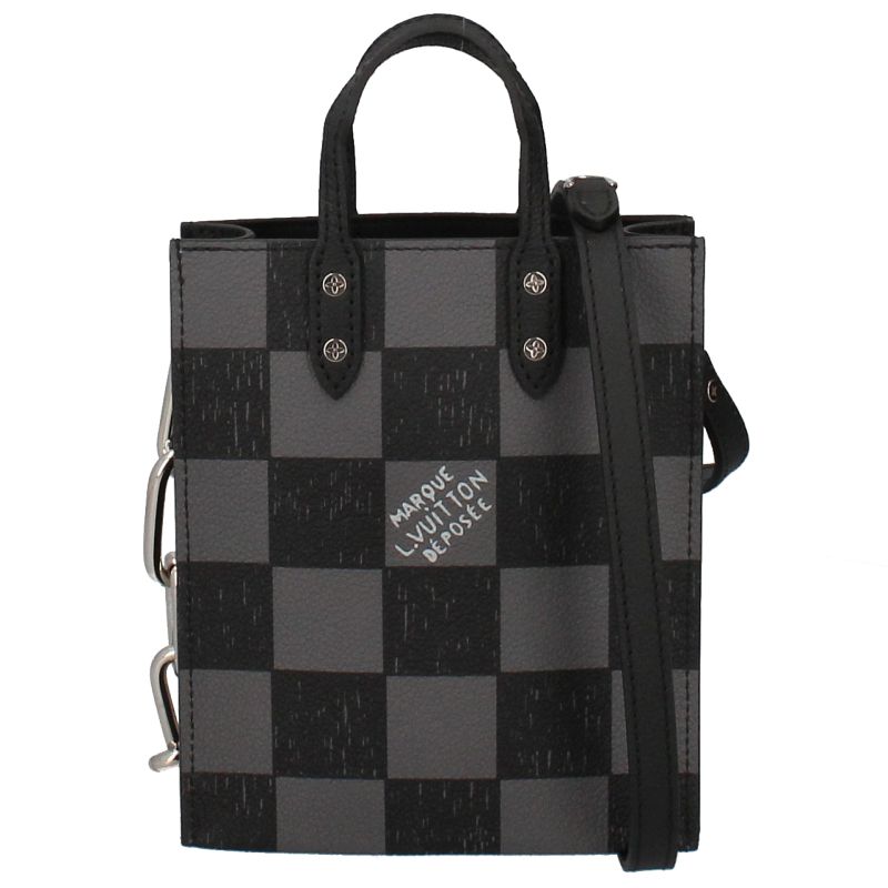 Louis Vuitton Sac Pla XS N60479 Damier Checkerboard Men's Shoulder Bag Black