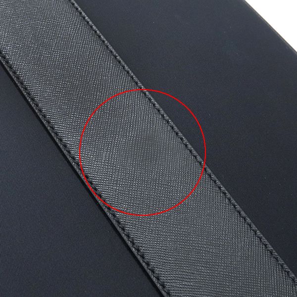 Prada Carry Bag Triangle Logo Carry Case Nylon Leather Navy Silver Hardware