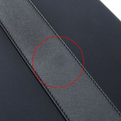 Prada Carry Bag Triangle Logo Carry Case Nylon Leather Navy Silver Hardware