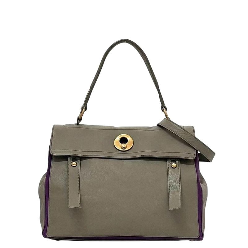 Saint Laurent 2-Way Bag Gray Purple Muse