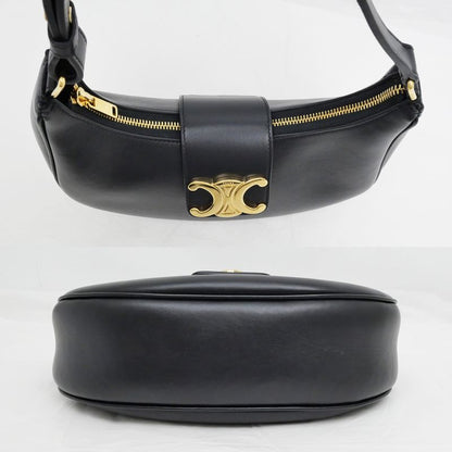 Celine Ava Medium Triomphe Shoulder Bag Black Gold Hardware Shoulder