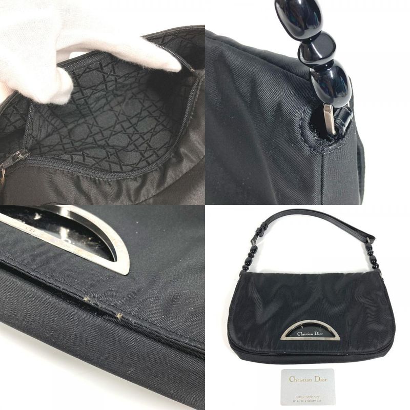 DIOR Shoulder Bag Maris Pearl Logo Nylon Black
