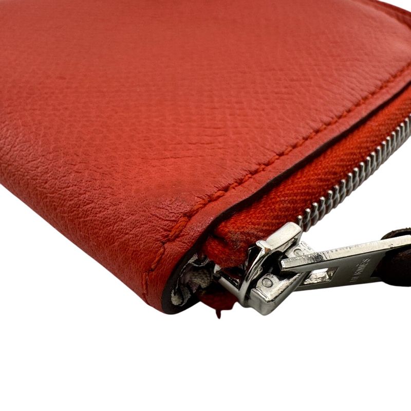 Hermes Azap Compact Silk Quinn Coin Case Wallet Branded Coin Purse Red Ladies