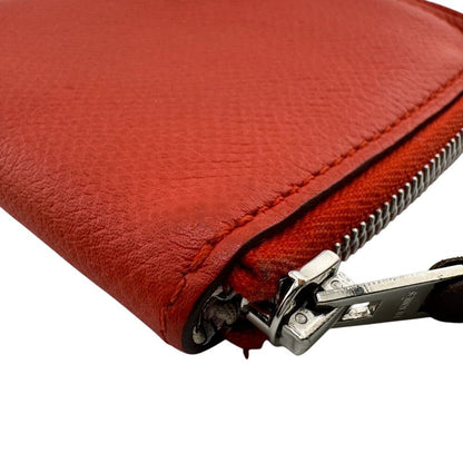 Hermes Azap Compact Silk Quinn Coin Case Wallet Branded Coin Purse Red Ladies