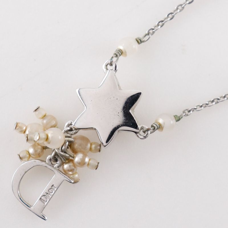 [dior] Christian Dior Star Motif Metal Silver Ladies 7.3g Necklace