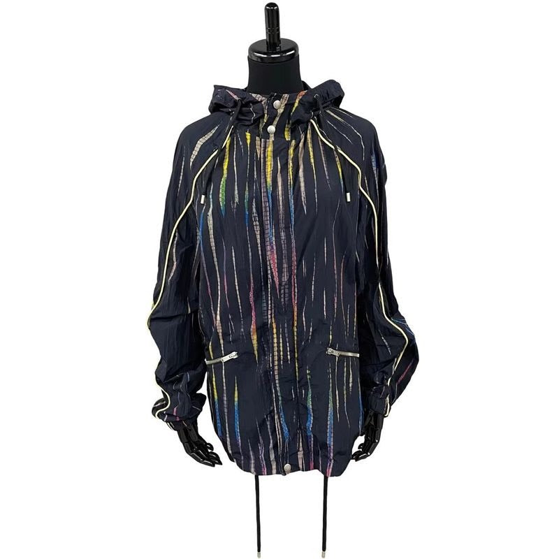 Saint Laurent Paris Striped Nylon Zip Up Hoodie Blouson Jacket 44