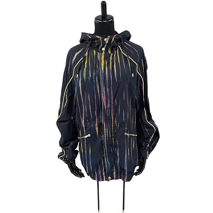 Saint Laurent Paris Striped Nylon Zip Up Hoodie Blouson Jacket 44