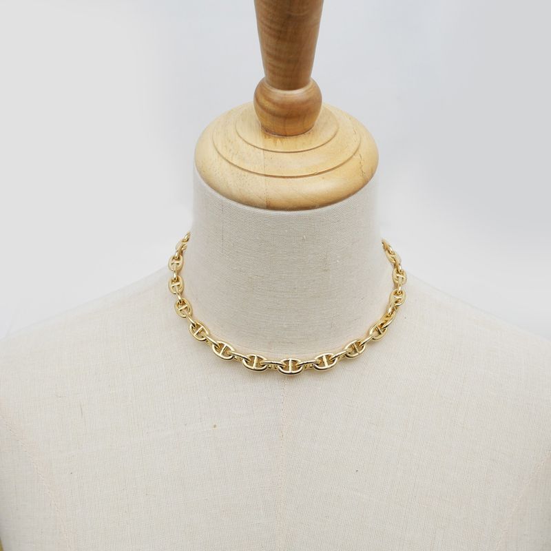 Hermes Chaine D'ancre PM Necklace 750 YG Yellow Gold 43 Pieces 109.6g