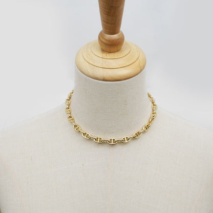 Hermes Chaine D'ancre PM Necklace 750 YG Yellow Gold 43 Pieces 109.6g