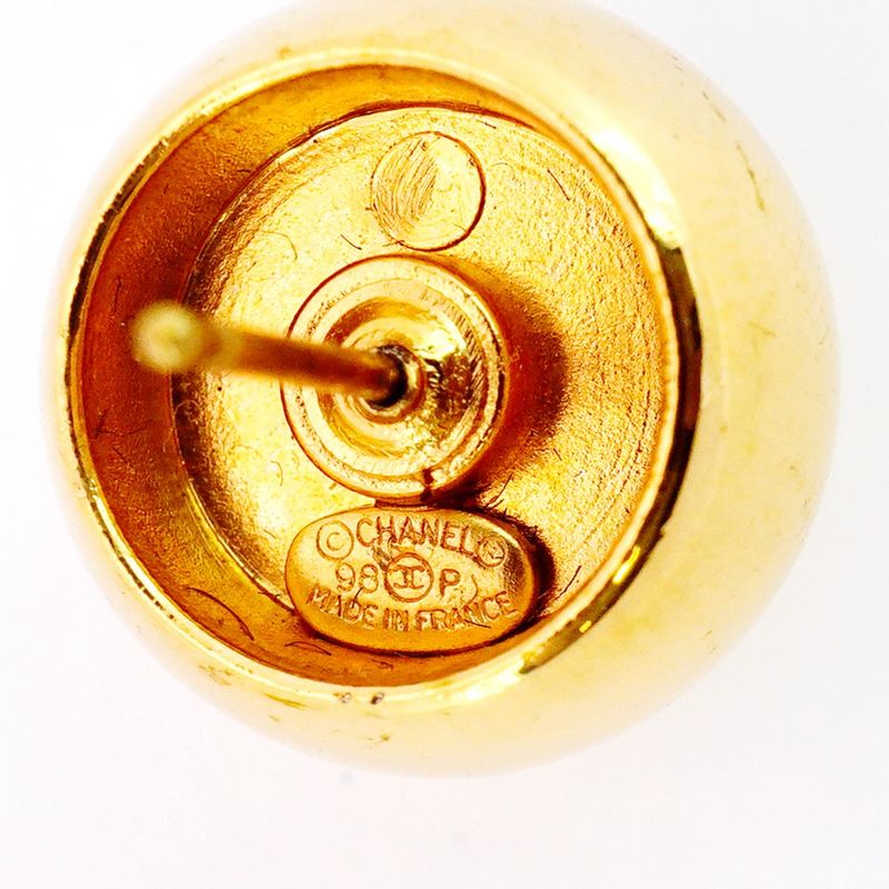 Chanel Earrings Vintage Chanel Logo Ball GP Plated Gold Ladies