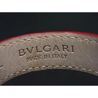 Bvlgari Bangle Doppiotondo Red Leather Silver — view 2