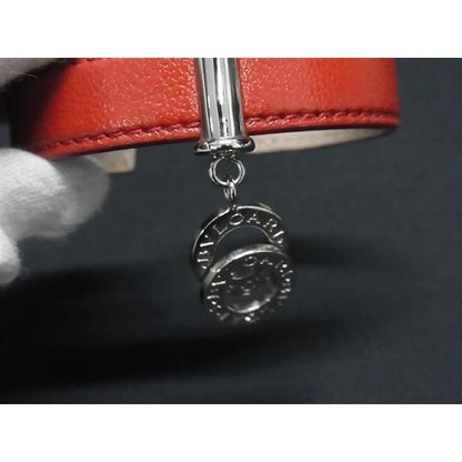 Bvlgari Bangle Doppiotondo Red Leather Silver — view 5