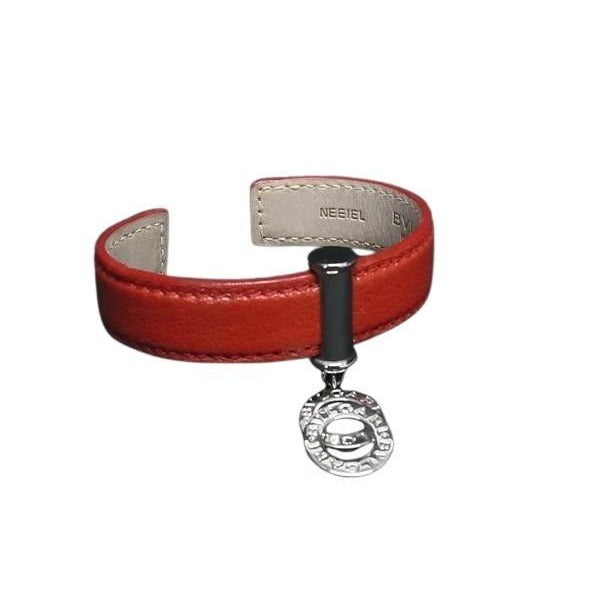 Bvlgari Bangle Doppiotondo Red Leather Silver