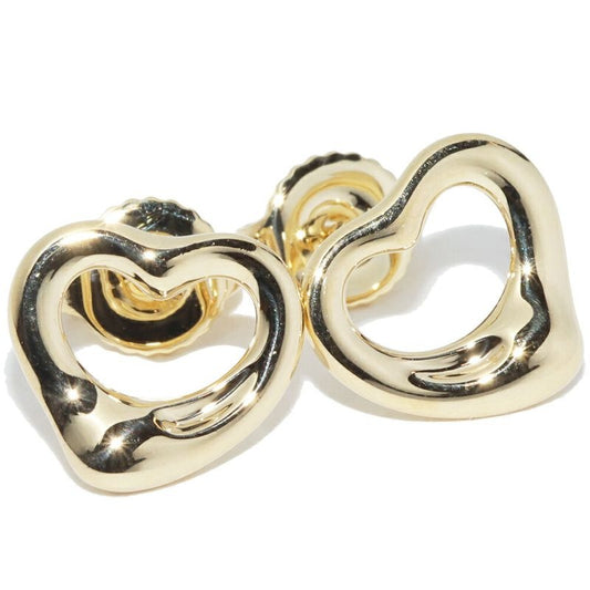 Tiffany & Co Earrings 18K Yellow Gold Elsa Peretti Open Heart 11 mm