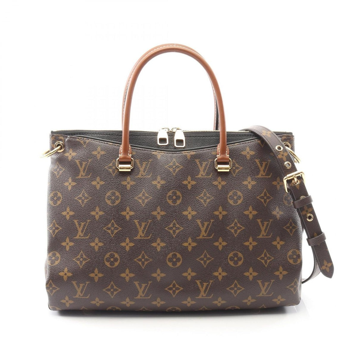 Louis Vuitton Handbag Pallas Noir Black Canvas Leather Brown
